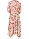 Stella Mccartney Watercolor Floral Print Long-sleeve Asymmetrical Dress In Pink