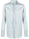 Etro Ikat-print Striped Cotton-poplin Shirt In Blue