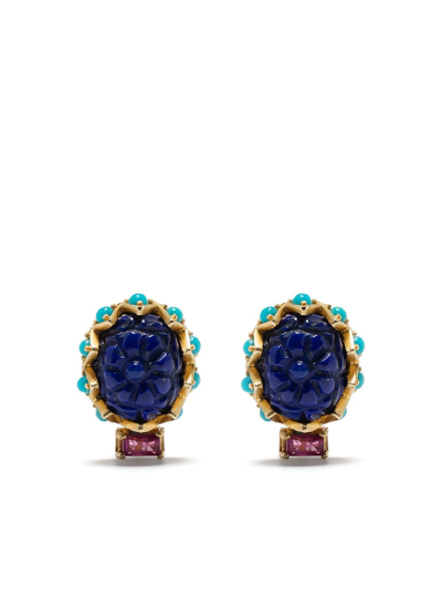 Akansha Sethi Lapis Lazuli Stud Earrings In Gold
