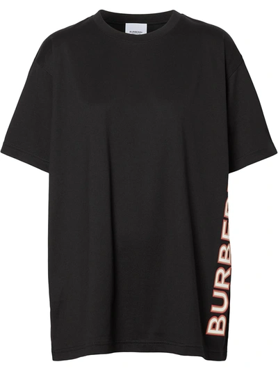 Burberry Oversized Appliquéd Cotton-jersey T-shirt In Black,white,red