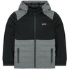 Hugo Boss Boss Bi-material Jacket With A Hood In Black