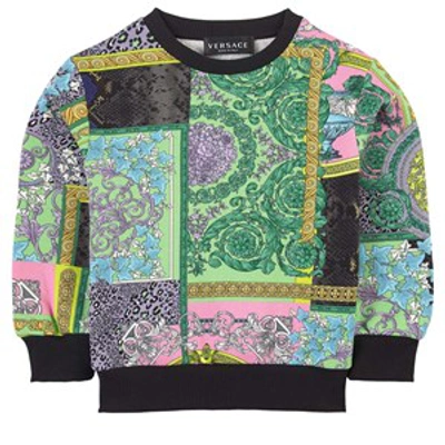 Versace Kids' Multicolour Heritage Print Sweatshirt In Green