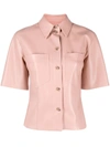 Nanushka Sabine Collared Vegan-leather Shirt In Pink