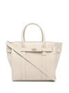 Mulberry Mini Zipped Bayswater Leather Tote In Chalk