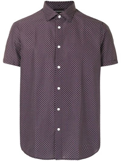 Emporio Armani Micro-print Short-sleeve Shirt In Red