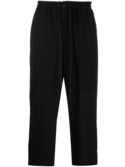 The Viridi-anne Wool-blend Wide Cropped Trousers In Black