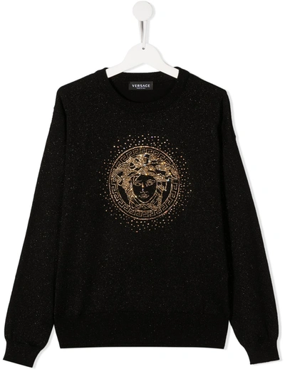 Young Versace Teen Logo-print Sweatshirt In Black