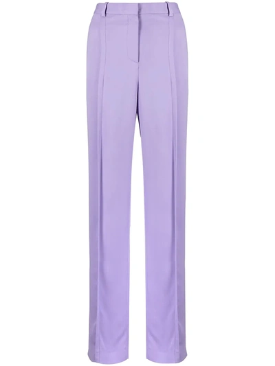 Versace Techno Cady Pleated Straight-leg Pants In Purple