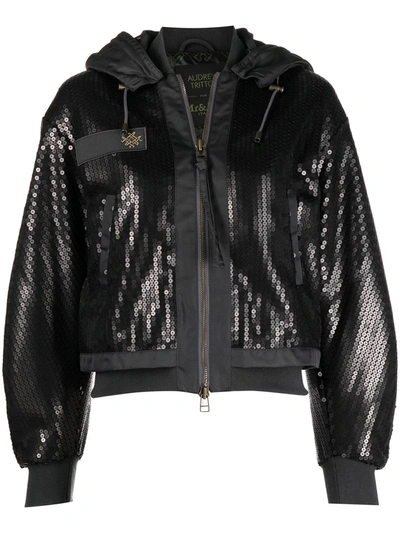 Mr & Mrs Italy X Audrey Tritto Sequin Bomber Jacket In Black