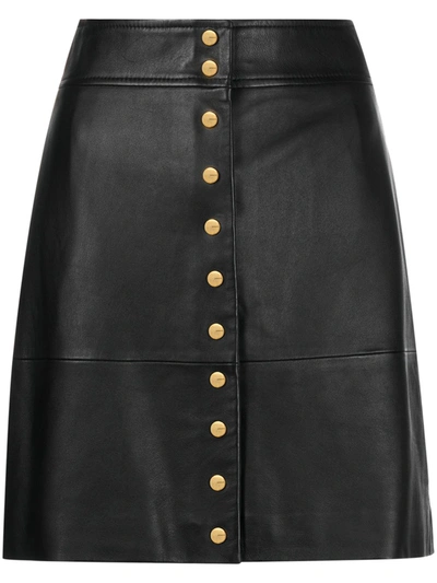 Pinko Womens Black Turbato Button-up Leather Mini Skirt 12