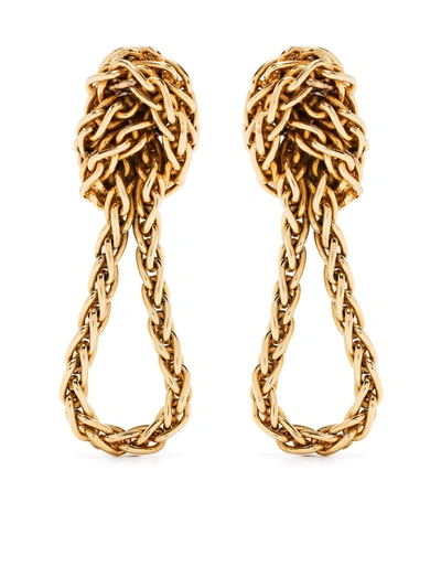 Pre-owned Hermes 14kt Yellow Gold 80's Loop Clip On Earrings