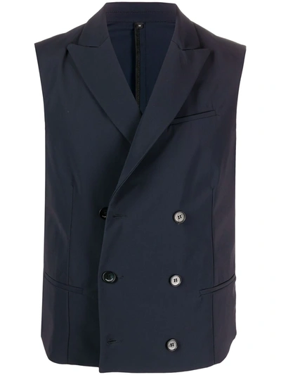 Hydrogen Tailored Double-breasted Waistcoat In Blue