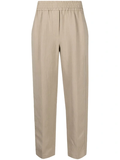 Brunello Cucinelli Linen-viscose Blend Trousers In Walnut