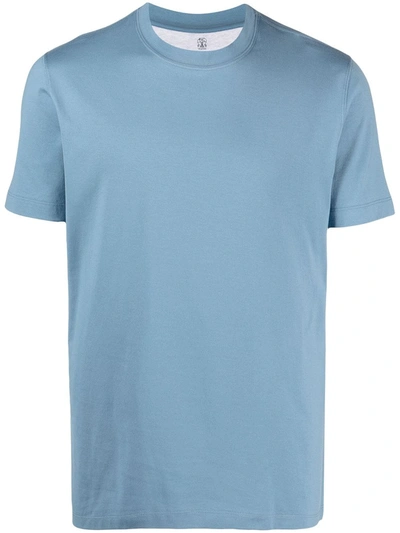 Brunello Cucinelli Round Neck Cotton T-shirt In River