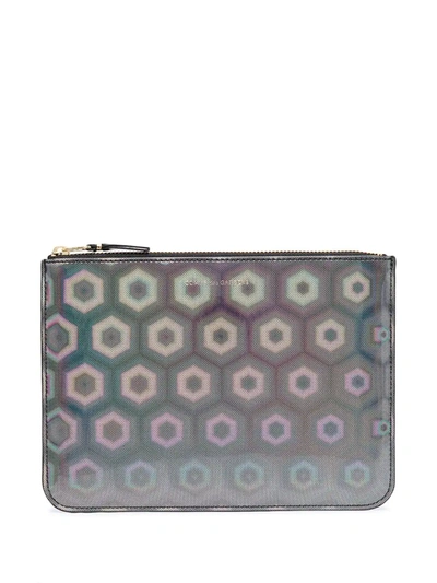 Comme Des Garçons Holographic Zipped Wallet In Multi