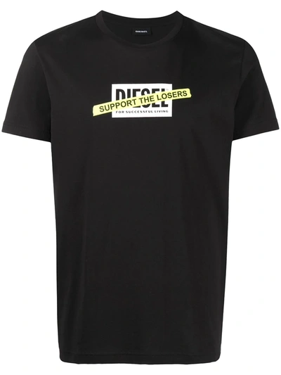 Diesel Support The Losers Logo-print T-shirt In Black