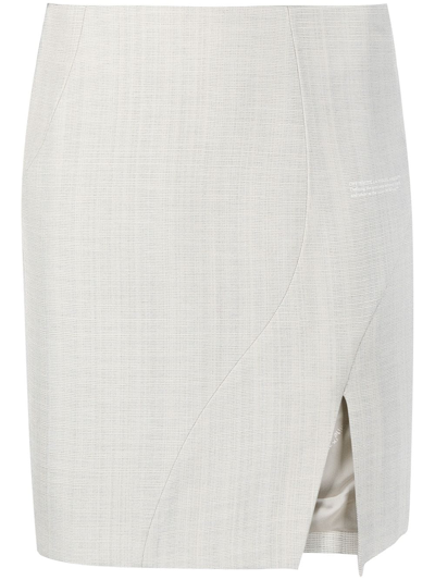 Off-white Viscose Mini Skirt In Beige In Grey
