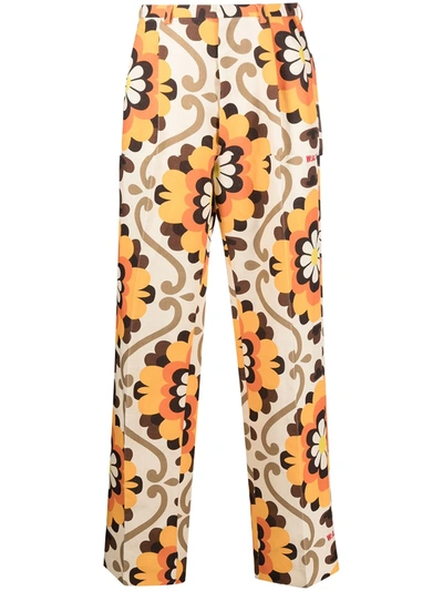 Pre-owned Walter Van Beirendonck Dream Flower-print Trousers In Neutrals