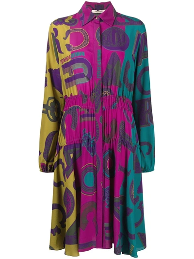 Roberto Cavalli Cavalli Mania Print Shirt Dress In Multicolor