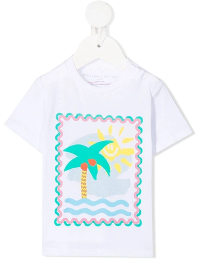 Stella Mccartney Babies' Palm Tree-print T-shirt In White