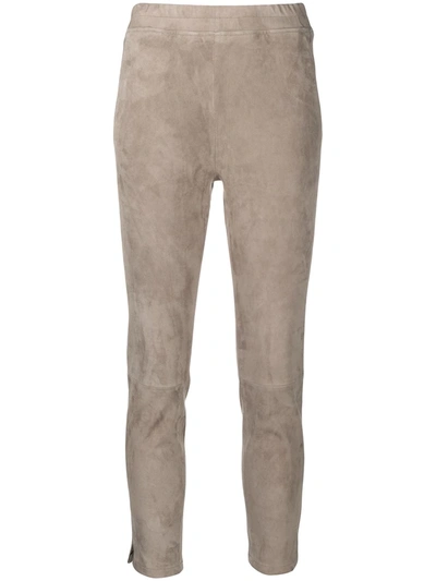 Incentive! Cashmere Cropped Leather Trousers In Grey