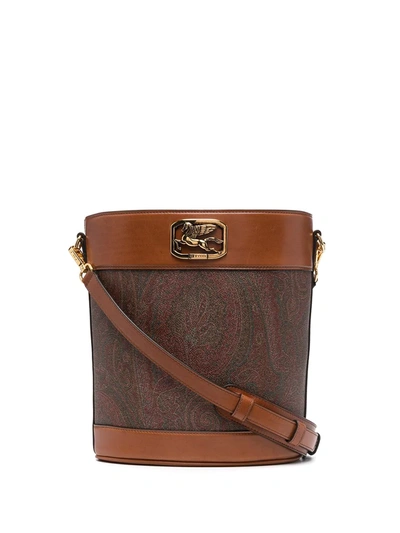 Etro Printed Coated Canvas & Leather Bag In Brown