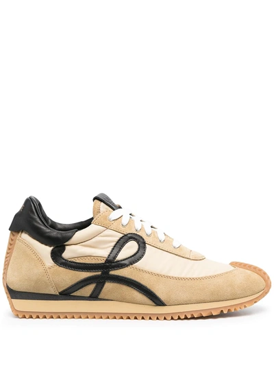 Loewe Flow Runner Leather-trimmed Suede And Nylon Sneakers In Nude & Neutrals