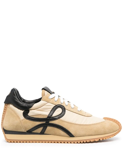 Loewe Flow Runner Leather-trimmed Suede And Nylon Sneakers In Beige