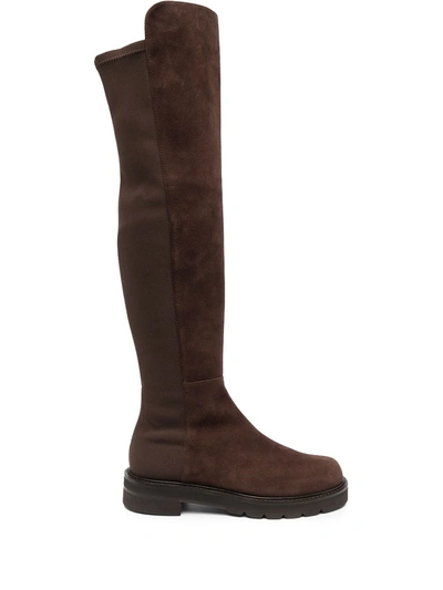 Stuart Weitzman Lift Flat Boots In Brown