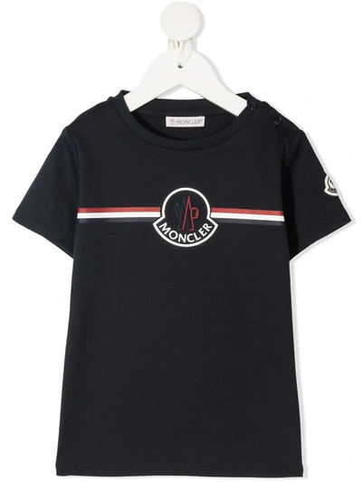 Moncler Babies' Jersey T-shirt With Front Logo Print In Blue