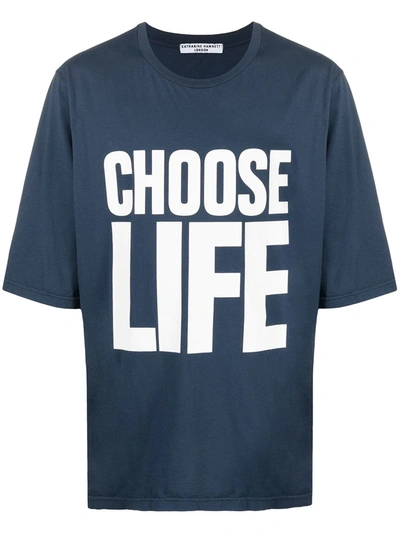 Katharine Hamnett Choose Life Print T-shirt In Blue