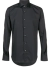 Xacus Long-sleeved Button-down Shirt In Black