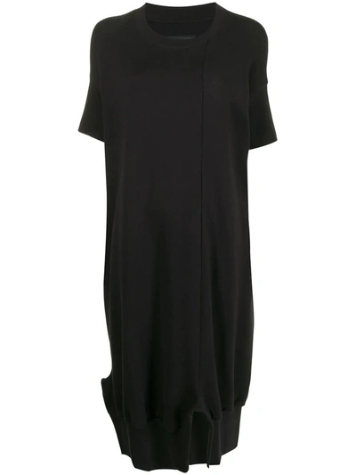 Yohji Yamamoto Short-sleeved Sweatshirt Dress In Black