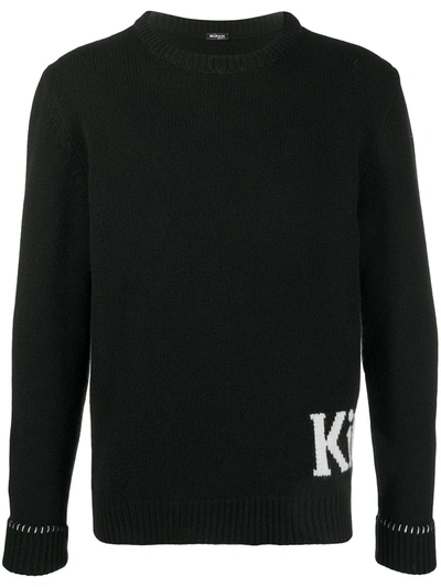 Kiton Logo Intarsia Cashmere Jumper In Black