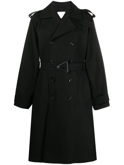 Bottega Veneta Double-breasted Belted Trench Coat In Black