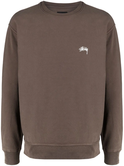 Stussy Crew Neck Sweatshirt In Brown