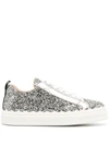 Chloé Lauren Glitter Low-top Sneakers In Silver
