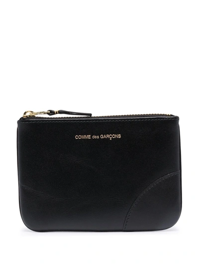 Comme Des Garçons Logo Zipped Wallet In Black