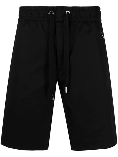 Dolce & Gabbana Logo-patch Drawstring Shorts In Black