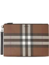 BURBERRY LARGE CHECK-PATTERN ZIP POUCH