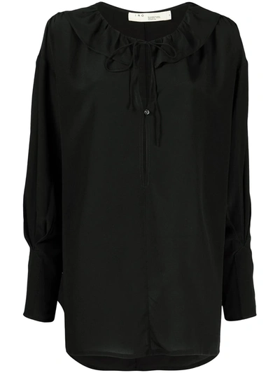 Iro Amaze Ruffle-trimmed Crepe De Chine Blouse In Black