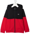 LACOSTE COLOUR-BLOCK COTTON HOODIE