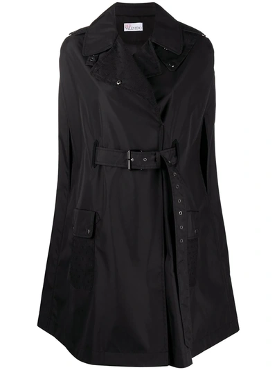 Red Valentino Pleated Back Trench Cape In Black