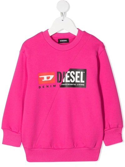 Diesel Kids' Logo Print Sweatshirt In Pink