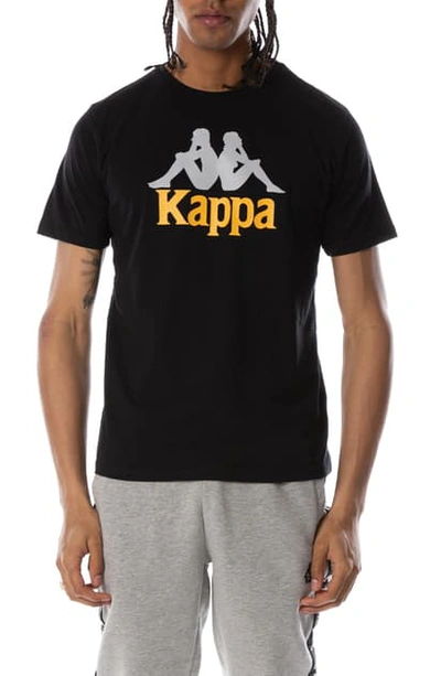 Kappa Authentic Estessi Graphic T-shirt In Black-yellow-gre A1f