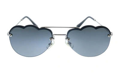 Miu Miu Mu 56us 1bc175 Oval Sunglasses In Silver