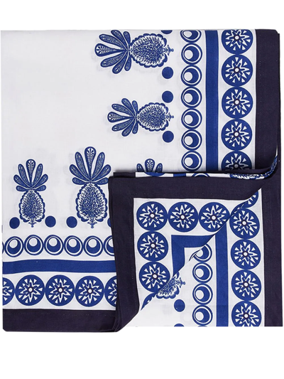 La Doublej Big Pineapple Blue Linen Tablecloth