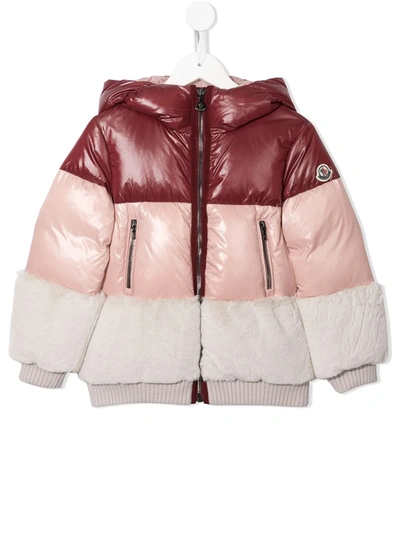 Moncler Kids' 拼色填充夹克 In Pink