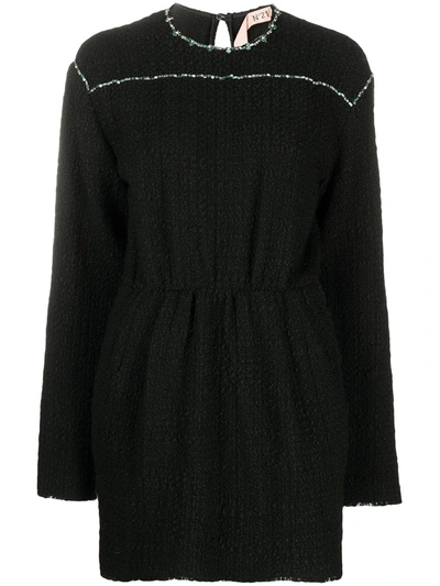 N°21 Crystal-embellished Tweed Dress In Black