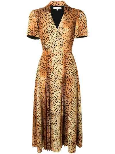 Borgo De Nor Adelaide Leopard Print Midi Dress In Yellow